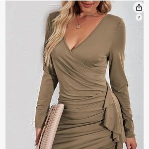 Faux wrap style dress with side ruching.